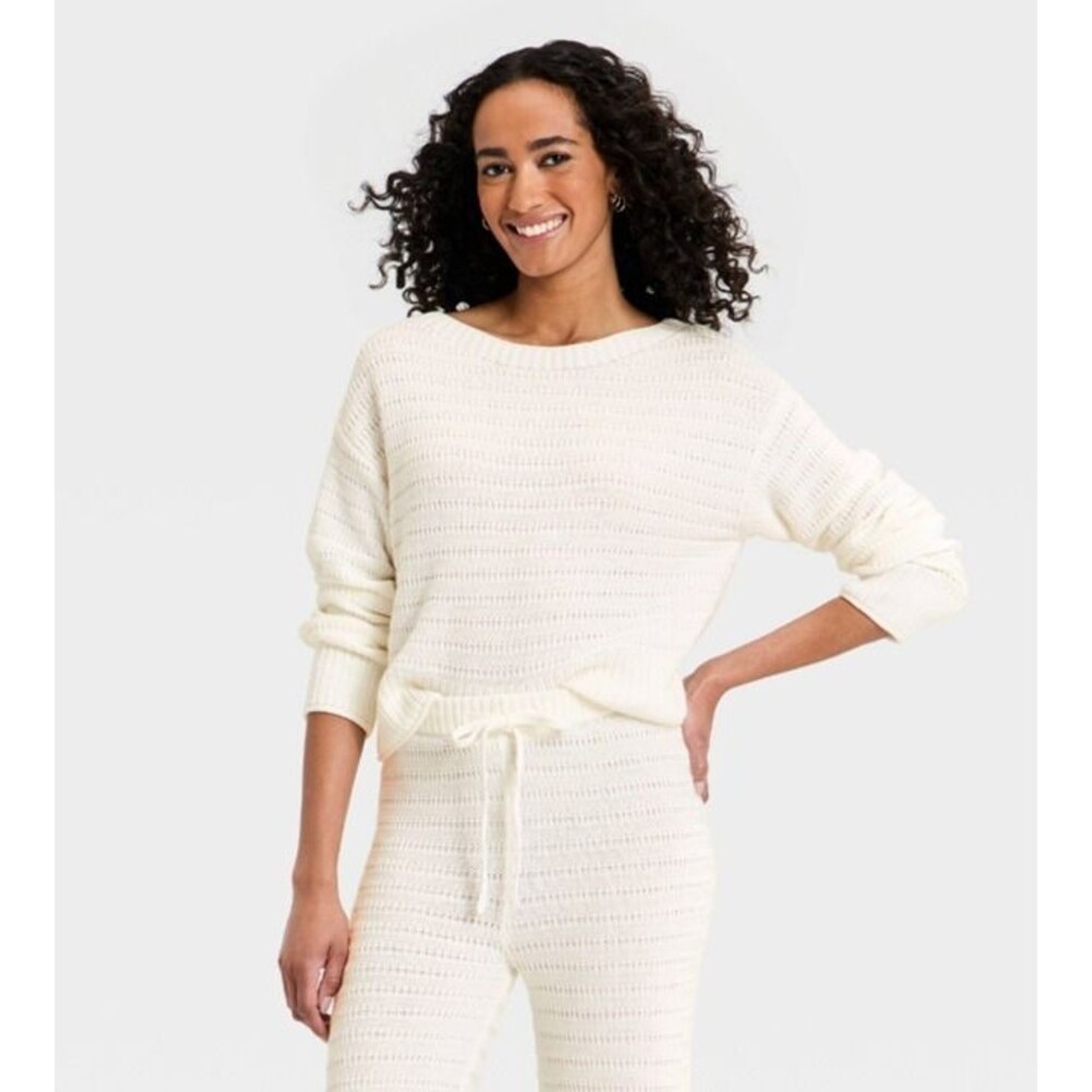 Women's Universal Thread Crewneck Pullover Sweater Cream XXL